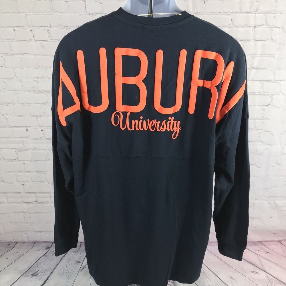 Auburn University Shirt Adult Small Blue Orange LS Puffed Spell Out w Tags READ